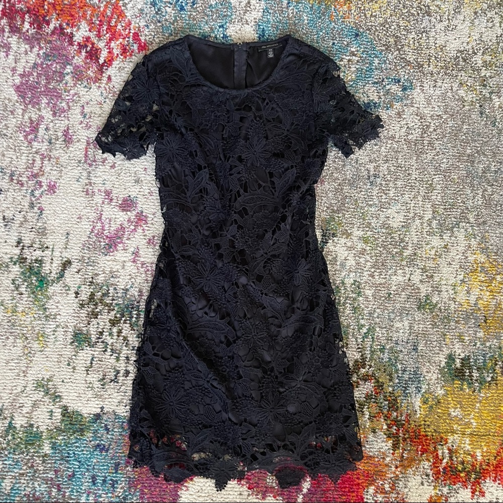 jodi kristopher black dress crochet overlay